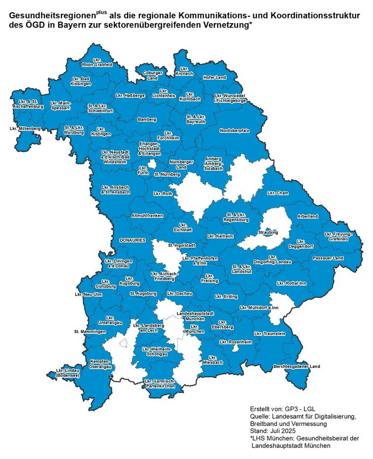 Übersicht aller GesundheitsregionenPlus in Bayern